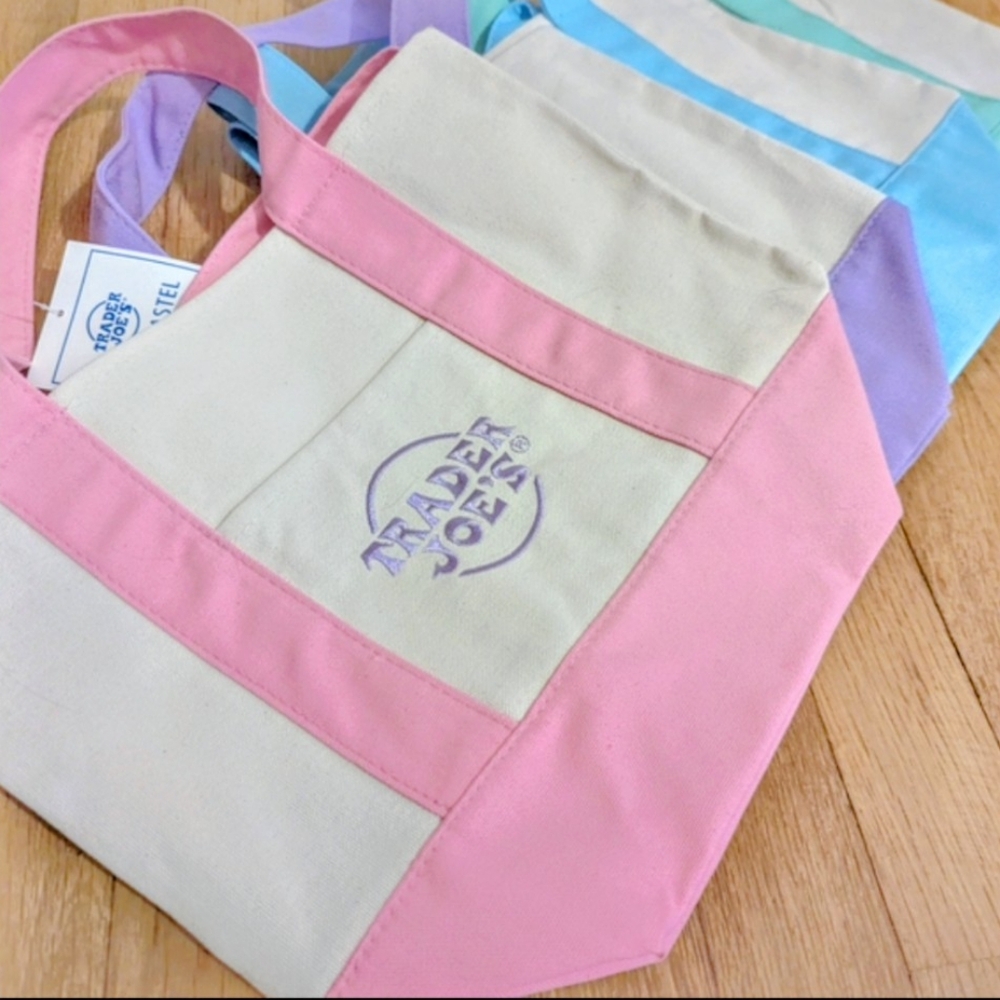 Set Of 4 - Trader Joe's Pastel Mini Tote - Limited Edition